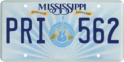 MS license plate PRI562