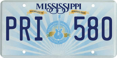 MS license plate PRI580