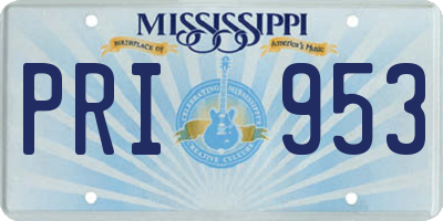 MS license plate PRI953