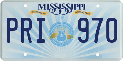 MS license plate PRI970