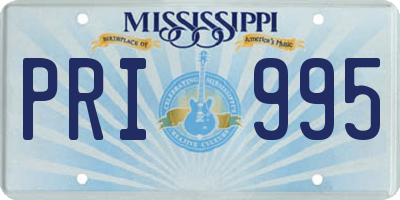 MS license plate PRI995