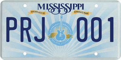 MS license plate PRJ001