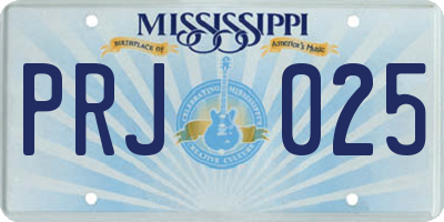 MS license plate PRJ025