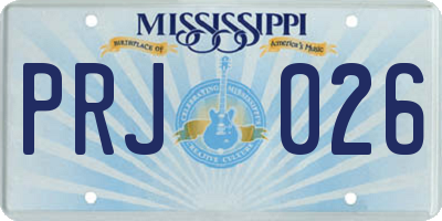 MS license plate PRJ026