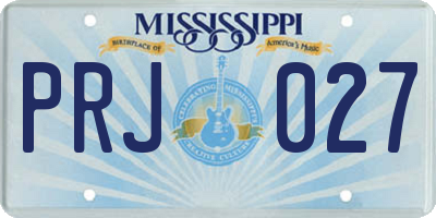 MS license plate PRJ027