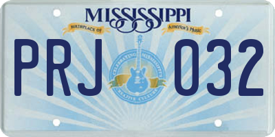 MS license plate PRJ032