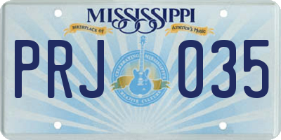 MS license plate PRJ035