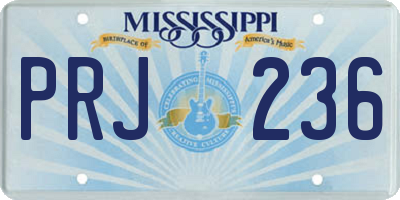 MS license plate PRJ236