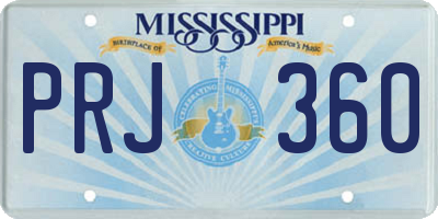 MS license plate PRJ360