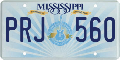 MS license plate PRJ560