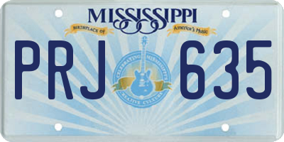 MS license plate PRJ635