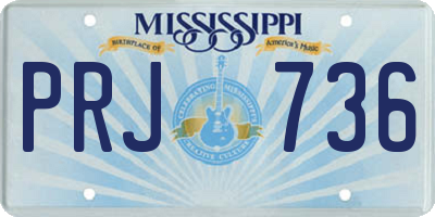 MS license plate PRJ736
