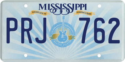 MS license plate PRJ762