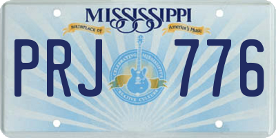 MS license plate PRJ776