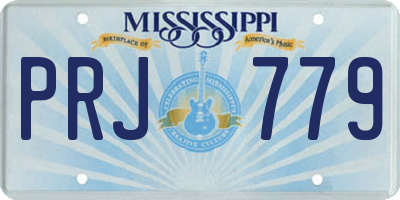 MS license plate PRJ779