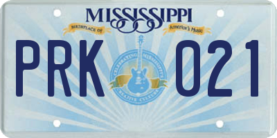 MS license plate PRK021