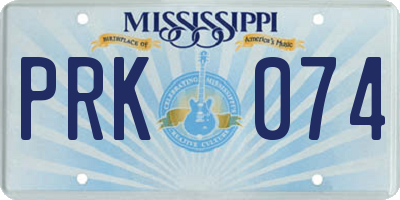 MS license plate PRK074