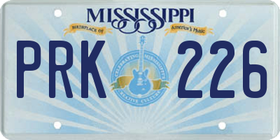 MS license plate PRK226