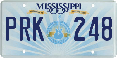 MS license plate PRK248