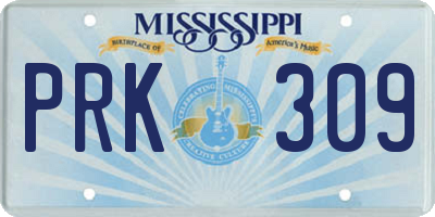 MS license plate PRK309