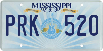 MS license plate PRK520