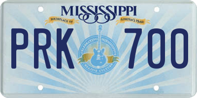 MS license plate PRK700