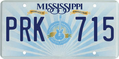 MS license plate PRK715