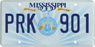 MS license plate PRK901