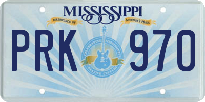 MS license plate PRK970