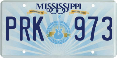MS license plate PRK973