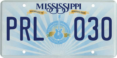 MS license plate PRL030