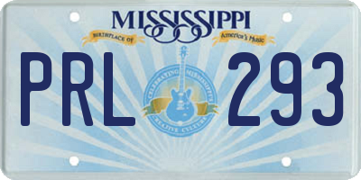 MS license plate PRL293