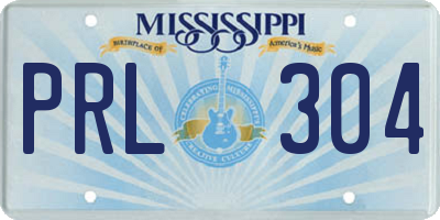 MS license plate PRL304
