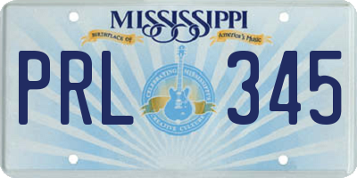 MS license plate PRL345