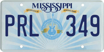 MS license plate PRL349