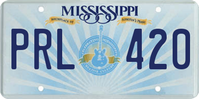 MS license plate PRL420