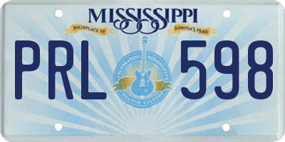 MS license plate PRL598