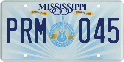 MS license plate PRM045