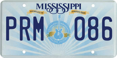 MS license plate PRM086