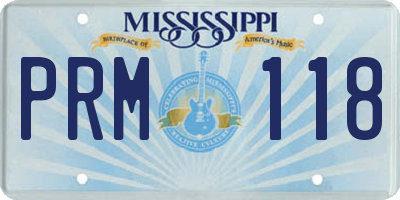 MS license plate PRM118