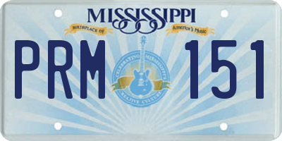 MS license plate PRM151