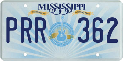 MS license plate PRR362