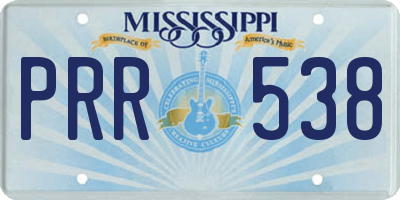 MS license plate PRR538