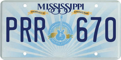 MS license plate PRR670