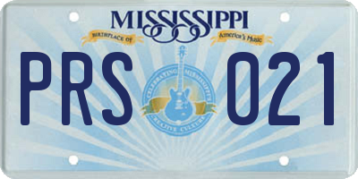 MS license plate PRS021