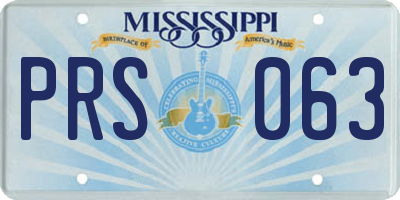 MS license plate PRS063