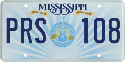 MS license plate PRS108