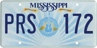 MS license plate PRS172