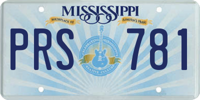 MS license plate PRS781