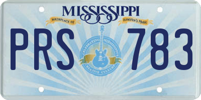 MS license plate PRS783